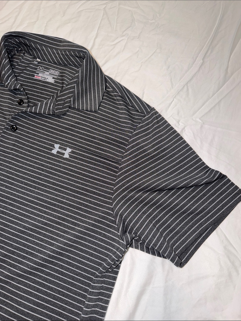 Under Armour Men’s Charcoal Gray Stripe Polo (M)